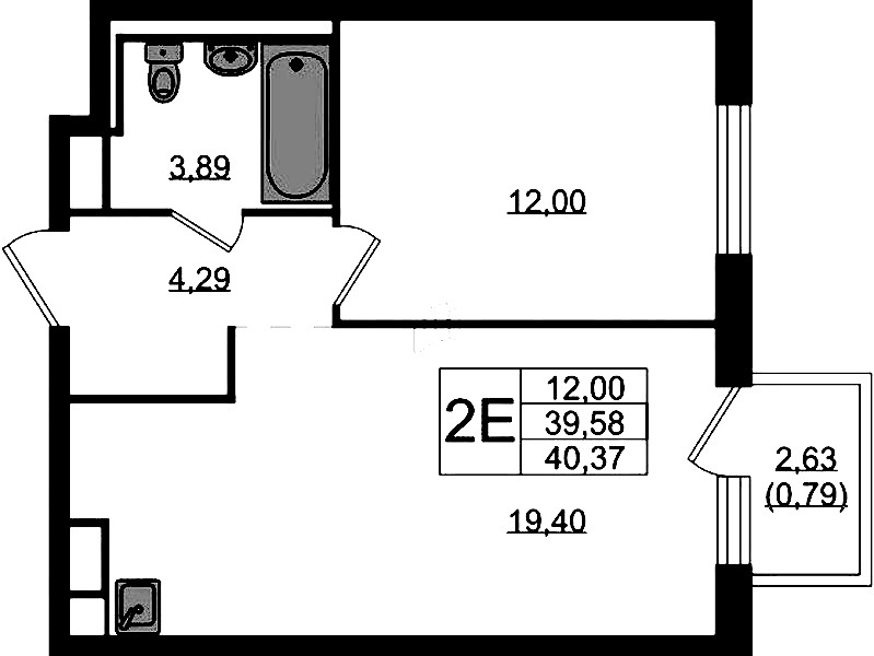 1-комнатная квартира 40.37 м², 11/12 эт., ЖК «Новые Лаврики»